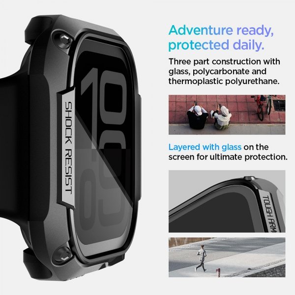 Spigen Apple Watch 46mm (Series 10/11) kuori ja näytönsuoja Tough Armor musta
