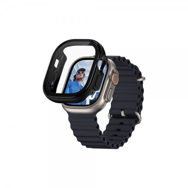 PanzerGlass Apple Watch Ultra 49mm -kuori ja näytönsuoja, koko vartalon suojaus, musta