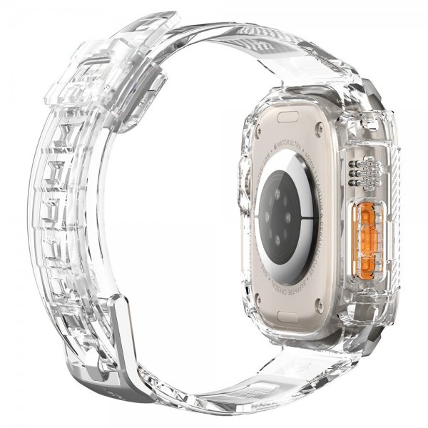 Spigen Apple Watch Ultra 49mm ranneke ja suojakotelo Rugged Armor Pro Crystal Clear