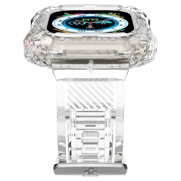 Spigen Apple Watch Ultra 49mm ranneke ja suojakotelo Rugged Armor Pro Crystal Clear