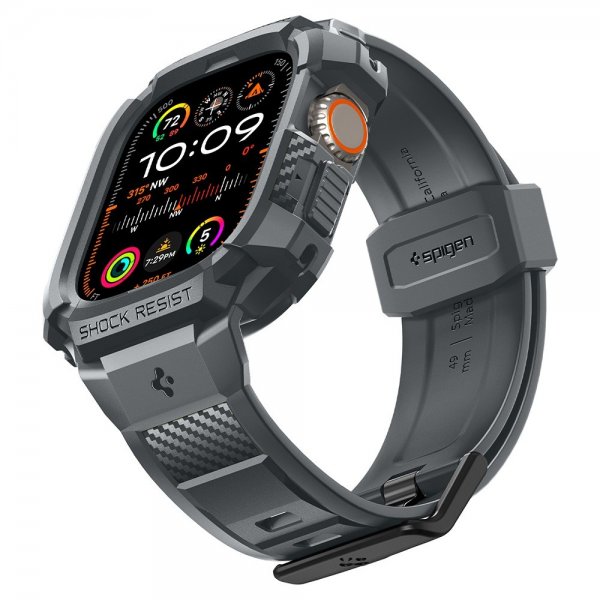 Spigen Apple Watch Ultra 49mm ranneke ja suojakotelo Rugged Armor Pro Dark Gray