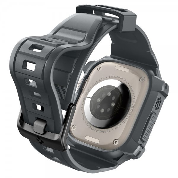 Spigen Apple Watch Ultra 49mm ranneke ja suojakotelo Rugged Armor Pro Dark Gray