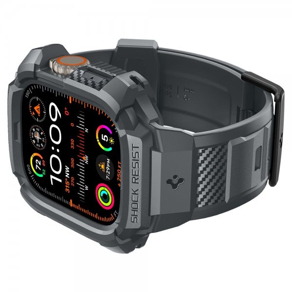 Spigen Apple Watch Ultra 49mm ranneke ja suojakotelo Rugged Armor Pro Dark Gray