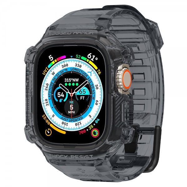 Spigen Apple Watch Ultra 49 mm ranneke ja suojakotelo Rugged Armor Pro Space Crystal