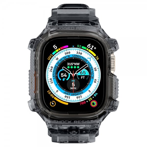 Spigen Apple Watch Ultra 49 mm ranneke ja suojakotelo Rugged Armor Pro Space Crystal