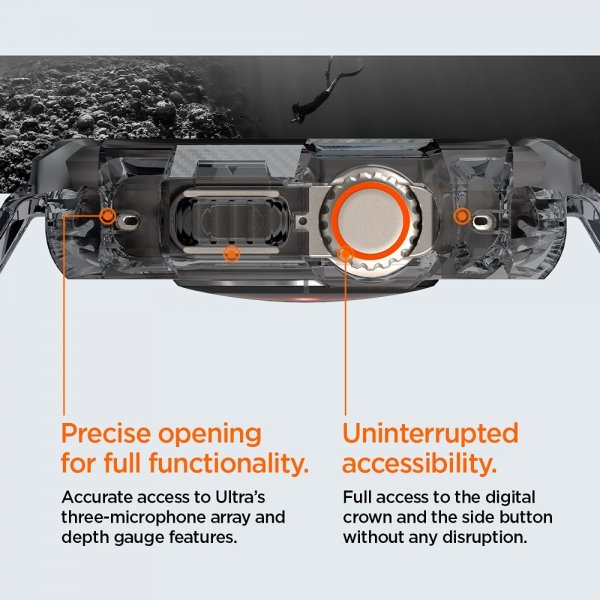 Spigen Apple Watch Ultra 49 mm ranneke ja suojakotelo Rugged Armor Pro Space Crystal