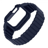 Apple Watch Ultra 49mm ranneke ja suojakotelo, silikonia, magneettikiinnitys, sininen