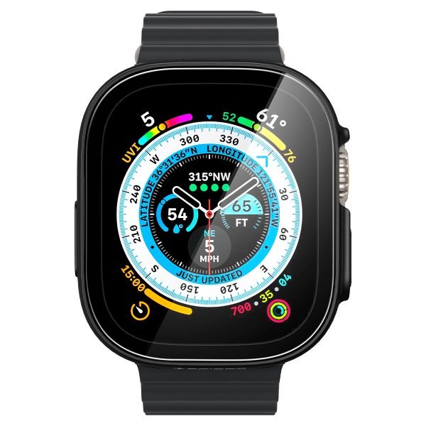 Spigen Apple Watch Ultra -suojakuori ja näytönsuoja, Thin Fit 360, musta