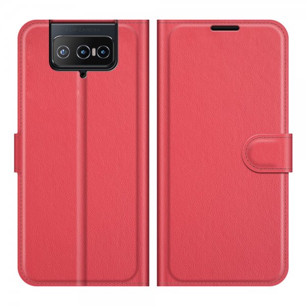 Asus Zenfone 8 Flip -suojakuori litsi-nahkakuviolla, punainen