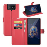 Asus Zenfone 8 Flip -suojakuori litsi-nahkakuviolla, punainen