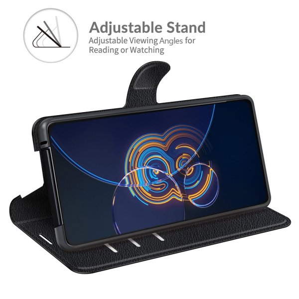 Asus Zenfone 8 Flip Litchi Musta Kotelo