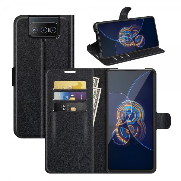 Asus Zenfone 8 Flip Litchi Musta Kotelo