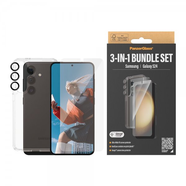 PanzerGlass Samsung Galaxy S24 Suojakuori Näytönsuoja Kameran suojalasi 3-in-1 Bundle Set