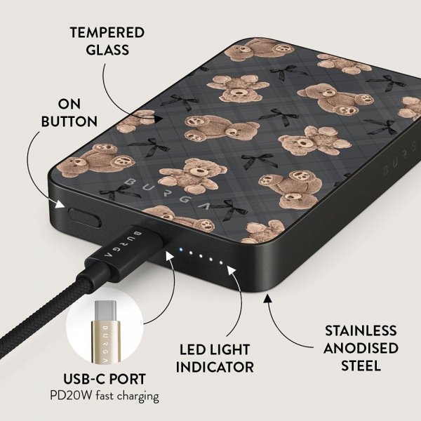 Burga Powerbank MagSafe 5000 mAh BFF Metallinharmaa