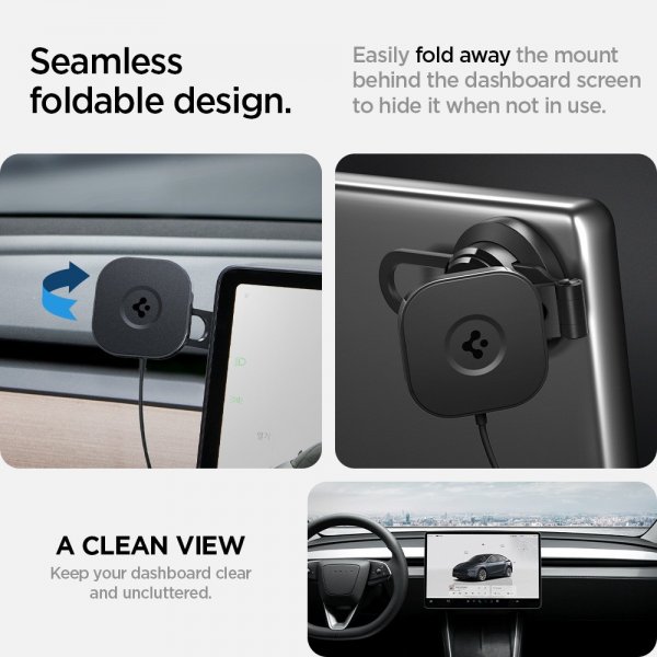Spigen OneTap Pro 3 Tesla -autoteline langattomalla latauksella näytön kiinnikkeellä, MagFit