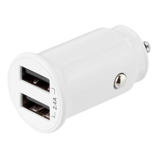 Deltaco Autolaturi 12W Kaksi USB-A Valkoinen