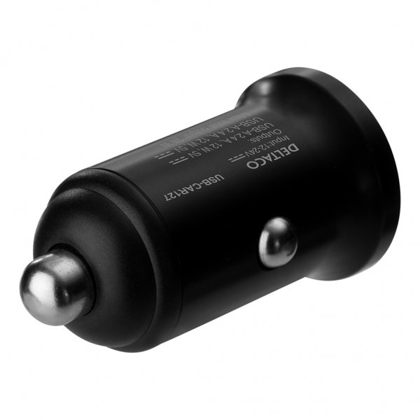 Deltaco Autolaturi 24W Kaksi USB-A Musta