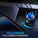 Joyroom autolaturi CCN01 60W Autolaturi valopainikkeella USB-A USB-C