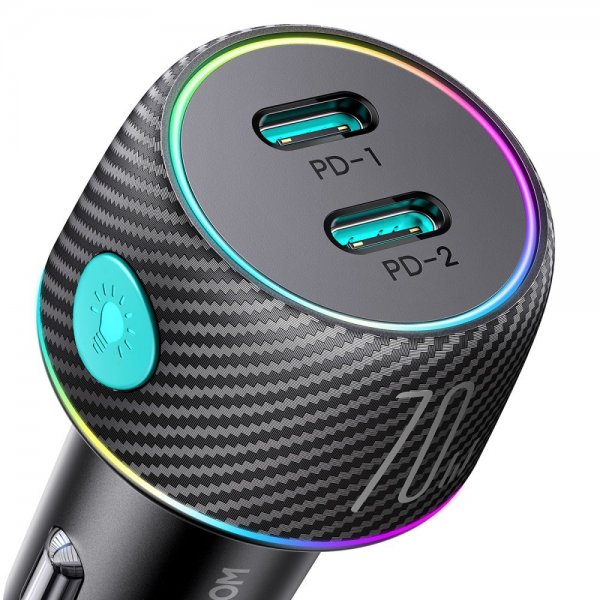 Joyroom Autolaturi CCN02 70W Dual PD Autolaturi valopainikkeella USB-C