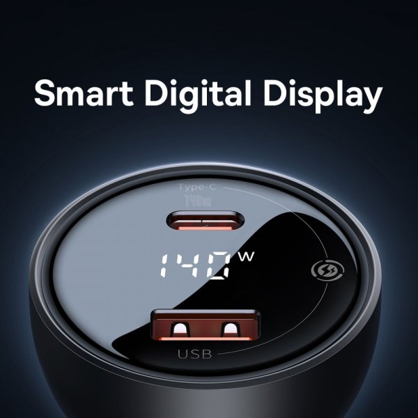 Baseus Autolaturi Digitaalinäyttö PD3.1 Dual Cast Pikalaturi 140W