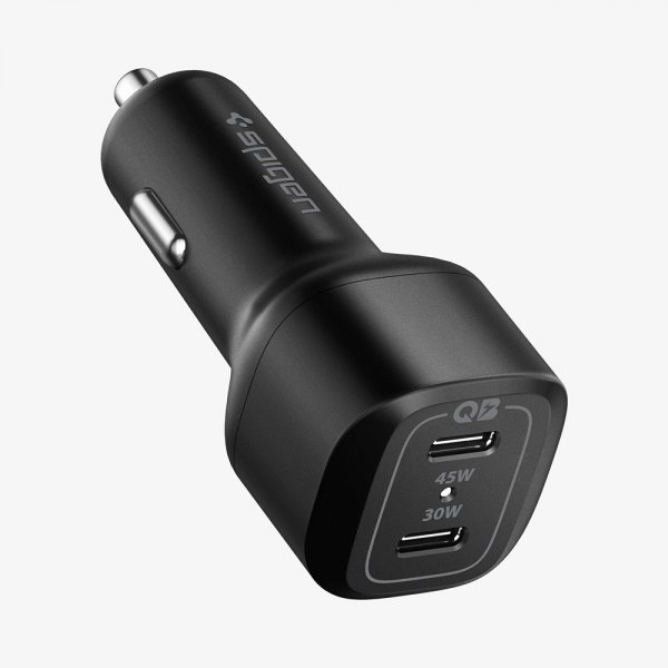Spigen autolaturi PowerArc ArcStation Dual Port 75W musta