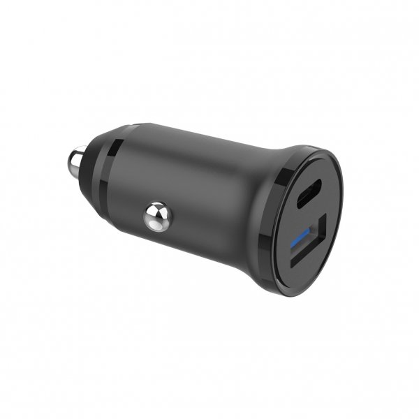 Gear Autolaturi USB-C PD 30W + USB-A QC18W Musta