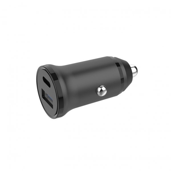 Gear Autolaturi USB-C PD 30W + USB-A QC18W Musta