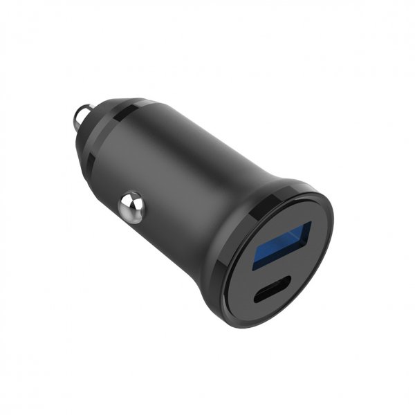 Gear Autolaturi USB-C PD 30W + USB-A QC18W Musta