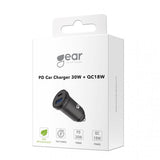 Gear Autolaturi USB-C PD 30W + USB-A QC18W Musta
