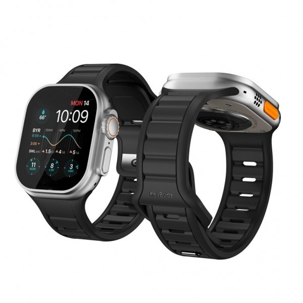 KeyBudz Apple Watch 44/45/46mm/Apple Watch Ultra -ranneke Journey Carbon Black