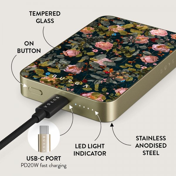 Burga Powerbank MagSafe 5000 mAh Bloomy Garden Gold