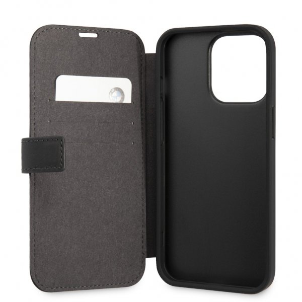 BMW iPhone 13 Pro -kotelo Tricolor Carbon Effect musta