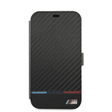 BMW iPhone 13 Pro -kotelo Tricolor Carbon Effect musta