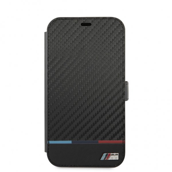 BMW iPhone 13 Mini -suojakuori Tricolor Carbon Effect, musta