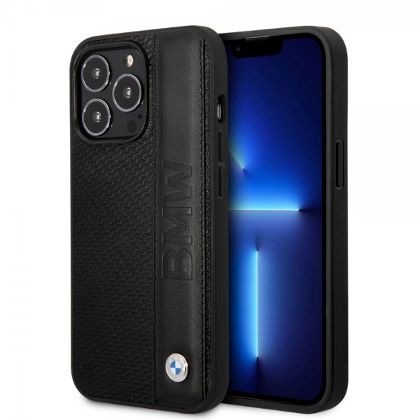 BMW iPhone 14 Pro Max Suojakuori Big Logo Stripe Musta