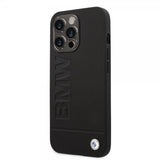 BMW iPhone 14 Pro Kuoret Hot Stamp Metal Logo Musta