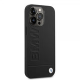 BMW iPhone 14 Pro Kuoret Hot Stamp Metal Logo Musta