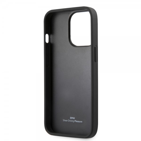 BMW iPhone 14 Pro Kuoret Hot Stamp Metal Logo Musta