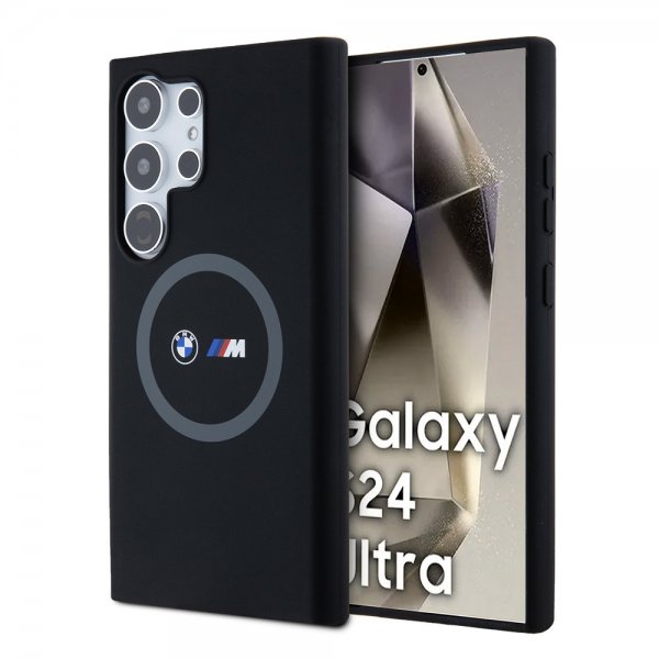 BMW Samsung Galaxy S24 Ultra Kuori painetuilla logoilla MagSafe Musta