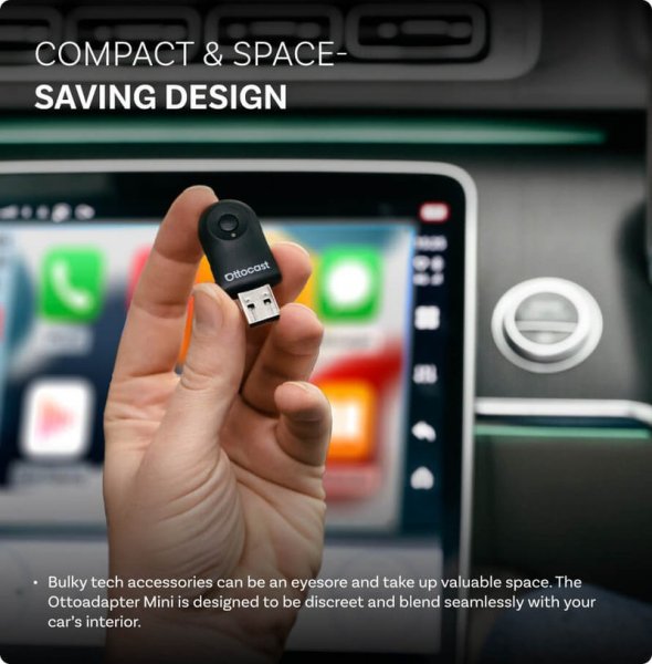 Ottocast Mini Langaton Apple CarPlay/Android Auto -sovitin