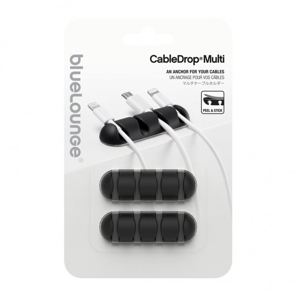 Bluelounge CableDrop Multi johtopidike, 2 kpl, musta