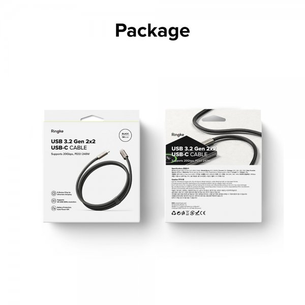 Ringke USB 3.2 Gen 2X2 USB-C 240W 1m -kaapeli