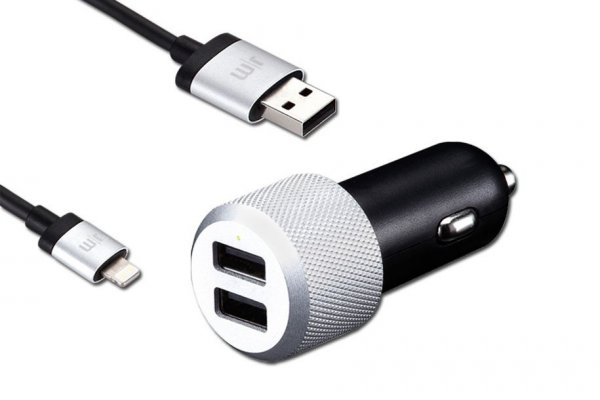 Just Mobile Autolaturi Ja Lightning-kaapeli Highway Max Musta Hopea