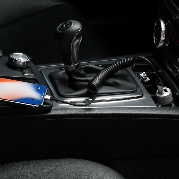 Just Mobile Autolaturi Ja Lightning-kaapeli Highway Max Musta Hopea