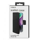 Celly iPhone 16e/17e -suojakotelo, Wally Wallet Case, musta