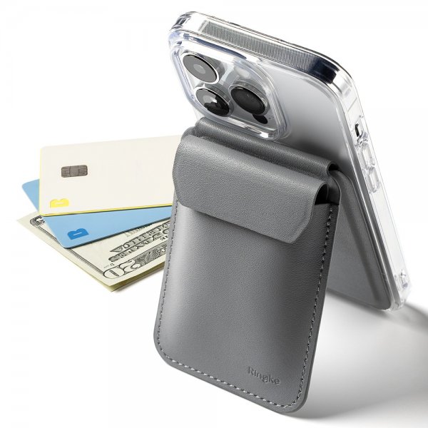 Ringke Korttikotelo Stand Wallet Magnetic MagSafe Light Gray
