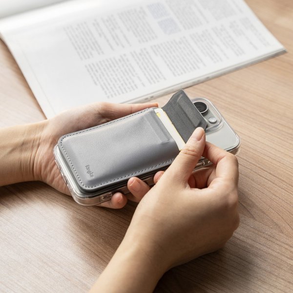Ringke Korttikotelo Stand Wallet Magnetic MagSafe Light Gray