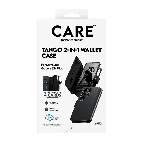 CARE by PanzerGlass Samsung Galaxy S26 Ultra Kotelo Tango Two-in-One Wallet MagSafe Musta