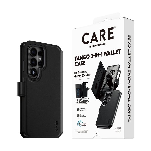 CARE by PanzerGlass Samsung Galaxy S26 Ultra Kotelo Tango Two-in-One Wallet MagSafe Musta