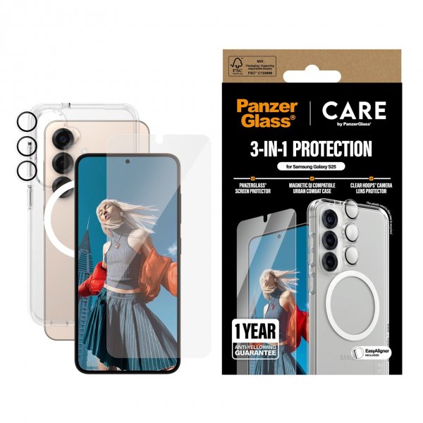 CARE by PanzerGlass Samsung Galaxy S25 3-in-1 -suojaussarja